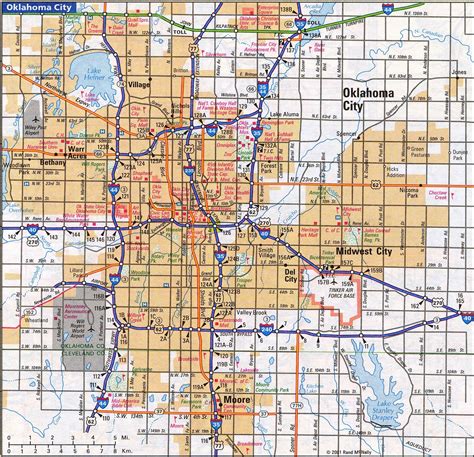 Oklahoma City Street Map Map Of Oklahoma City And