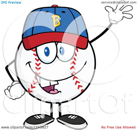 clipart of a cartoon baseball character waving a hat and