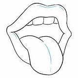 Tongue Drawing Mouth Draw Step Easy Kids Lips Drawings Beginners Tutorial Simple Lip Cute Male Learn Clipart Easydrawingguides Line Looking sketch template