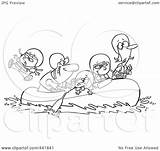 Rafting Cartoon Outline Family Illustration Royalty Toonaday Leishman Rf Clip Ron Clipart Regarding Notes sketch template