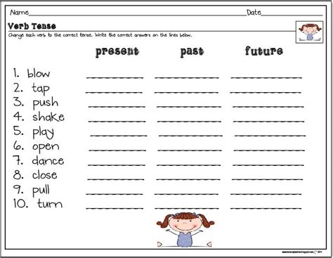 printable worksheets verb tenses  letter worksheets