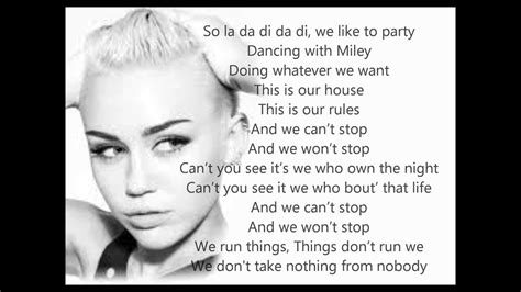 we can t stop miley cyrus lyrics youtube