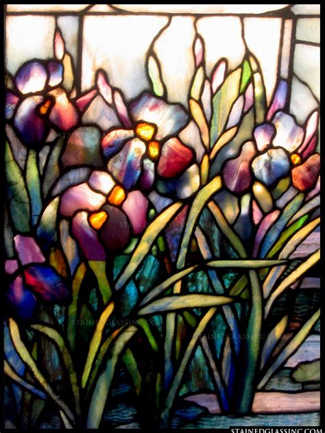 Tiffany Iris Panel Stained Glass Window