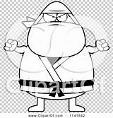 Ninja Chubby Mad Man Outlined Coloring Clipart Cartoon Vector Thoman Cory sketch template