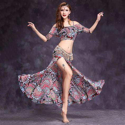 2017 New Sexy Lady Belly Dance Costumes 2pcs Topandskirt