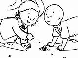 Caillou Coloring Playing Friend Girl Wecoloringpage sketch template