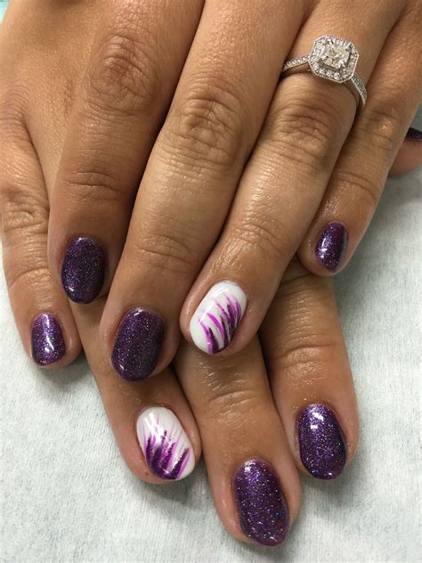 Glitter Purple Waterfall Gel Nails Purple Nail Designs Gel Nail