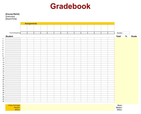 grading book template