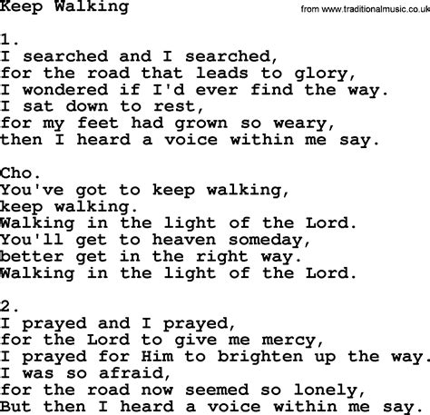 keep walking apostolic and pentecostal hymns and songs lyrics and pdf