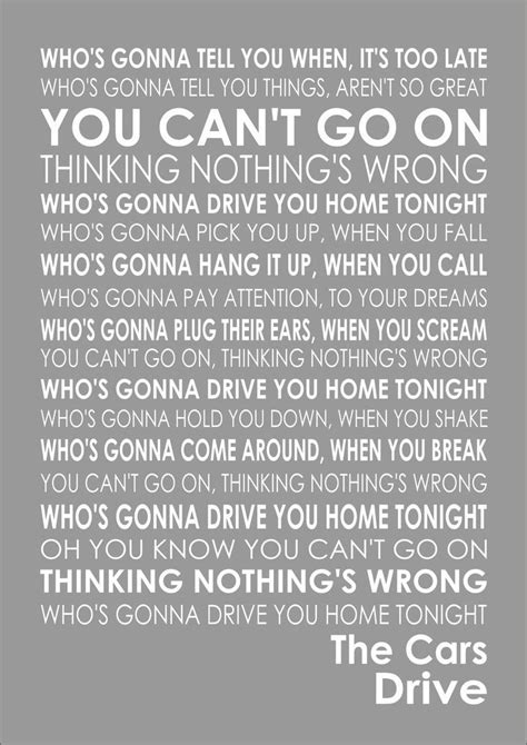 drive  cars word typography words song lyric lyrics  wall ebay great song lyrics