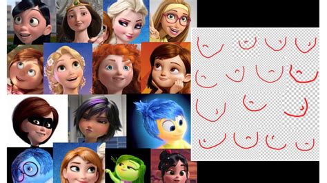 disney  pixars female characters     face