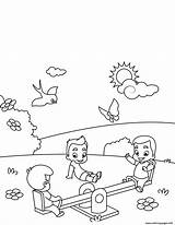 Coloring Kids Play Pages Seesaw Spring Printable Colouring Fun Book Drawing Artwork Lente sketch template