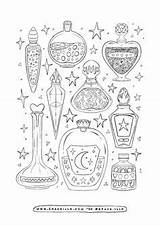 Potion Colouring Drawing Bottle sketch template