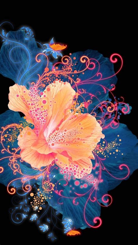 HD Abstract Flower Neon Painting Android Wallpaper free  