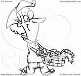 Carrying Basket Coloring Harvest Illustration Line Woman Royalty Clipart Toonaday Rf Ron Leishman sketch template