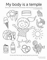 Coloring Kids Body Temple Pages August Activity Come Follow Lds Lesson Primary sketch template