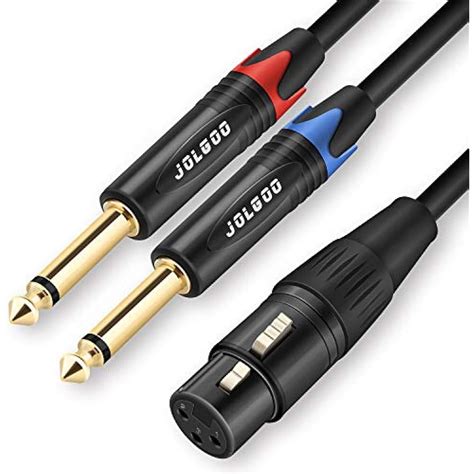 xlr female  dual  ts mono  splitter microphone cable mm adapter ebay