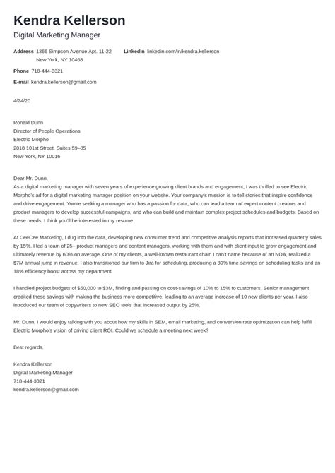 digital marketing cover letter examples writing guide
