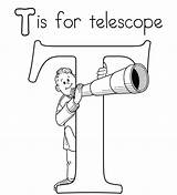 Coloring Pages Telescope Alphabet Kids Template Letter sketch template