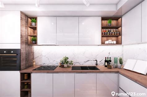 gambar dapur minimalis  bertekstur marmer  terlihat