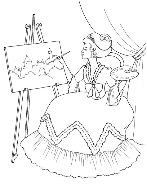 coloring page lovely artist