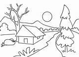 Scenery Drawing Coloring Outline Pages Colour Sketch Nature Kids Scenic Printable Painting Drawings Simple Easy Bing House Pencil Adults Angels sketch template