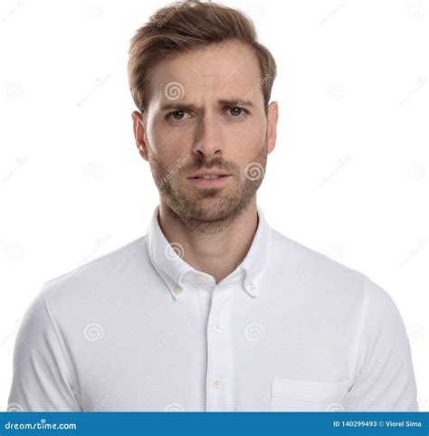 young casual man   confused face stock image image  perplexed