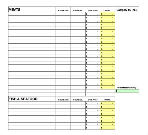 food inventory list excel excel templates