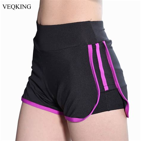 veqking anti exposure women running shorts elastic  cultivation high waist yoga shorts tight