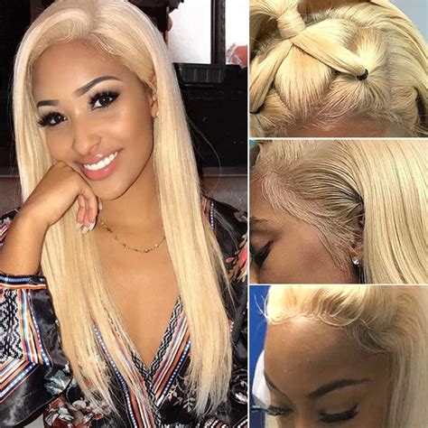 lace front human hair wigs honey blonde bob straight  lace frontal wig pre plucked dolago