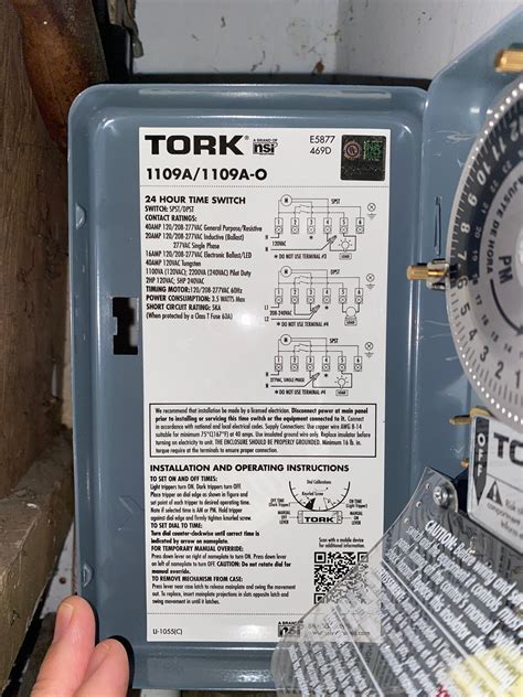 installed  tork  mechanical timer  control lights   side   garage