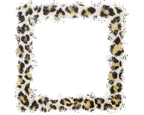 leopard print splatter frame png sublimation designs square border splash paint hand drawn