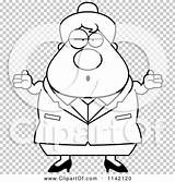 Chubby Shrugging Careless Lady Business Outlined Coloring Clipart Cartoon Vector Thoman Cory sketch template