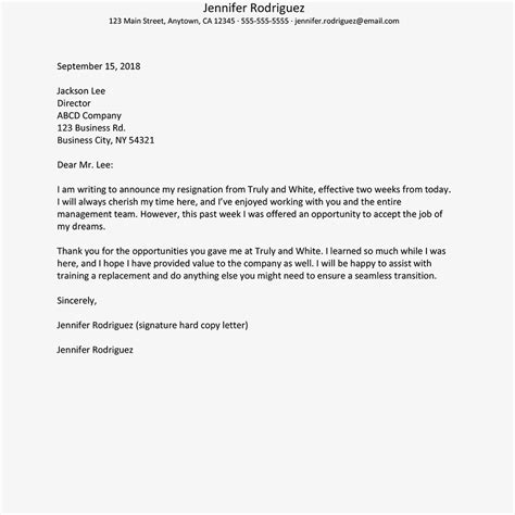 sample resignation letter  notice  resume templates