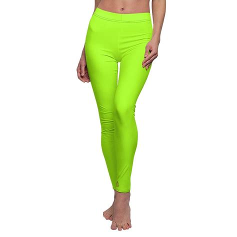 lime neon green womens tights solid color print ladies long casual