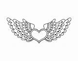 Wings Heart Coloring Corazones Mexicanos Coeur Dessin Ailes Coloriage Adulte Coloringcrew Milagros sketch template