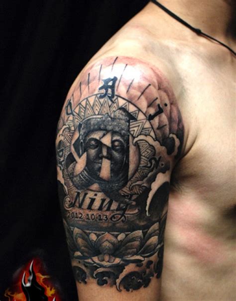adorable religious shoulder tattoos