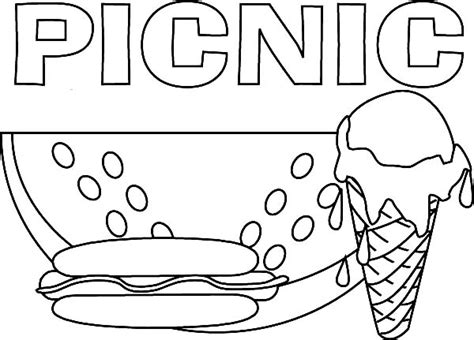 delicious food  picnic coloring page netart