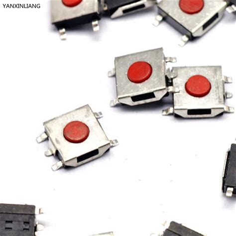 100pcs 6x6x2 7mm 5 Pin Smt Smd Momentary Tactile Tact Push Button