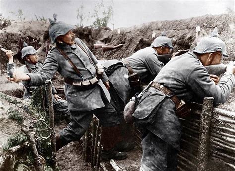 german soldiers firing  tossing grenades   trench   combatfootage