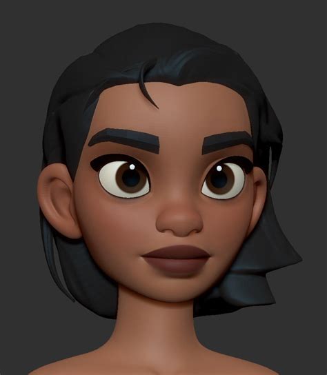 An Animated Woman With Black Hair And Big Eyes