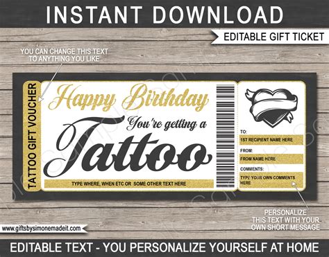 printable tattoo voucher template printable coloring pages