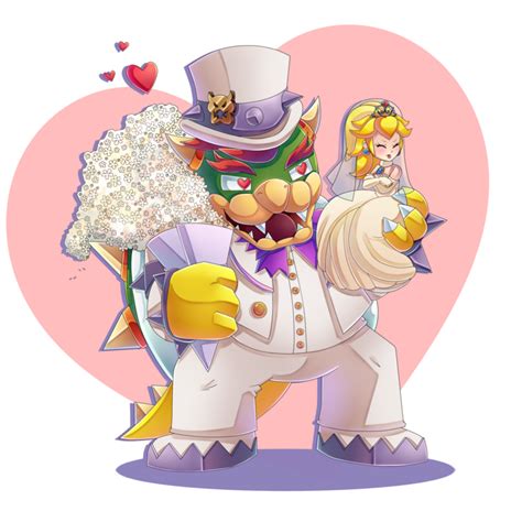 Bowser And Peach Wedding Day [speedpaint] By Cuteytcat On