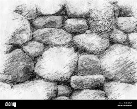 stone wall  pencil drawing style stock photo alamy