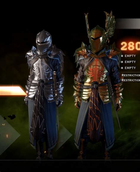 knights  armor standing       dark background   words