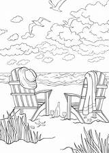 Coloring Beach Pages Scenes Chairs sketch template