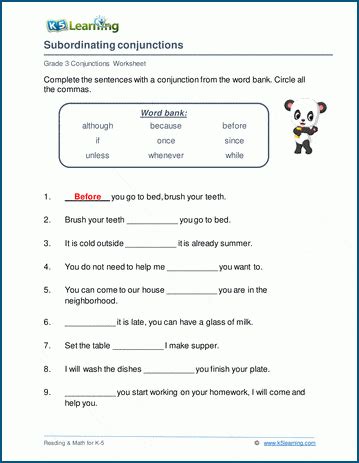 subordinating conjunctions  learning   conjunctions