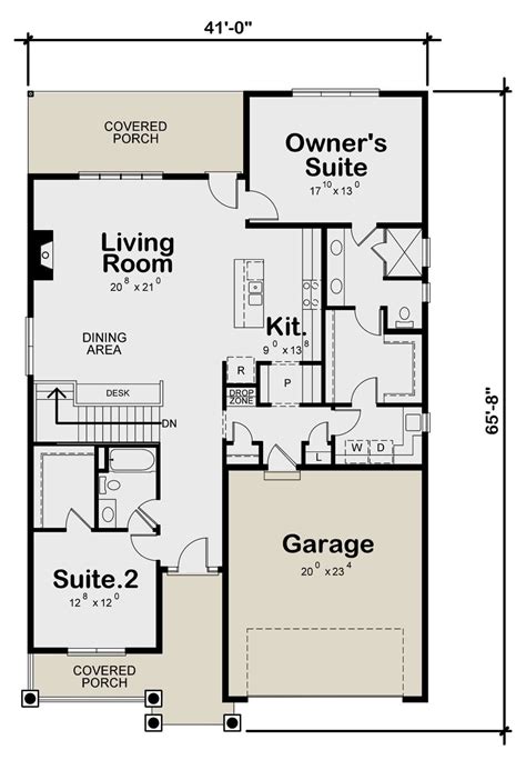 bedroom ranch floor plans square kitchen layout
