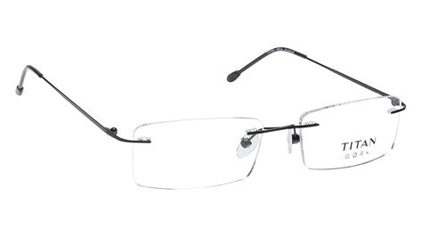 shop online men black rectangle rimless eyeglasses from titan
