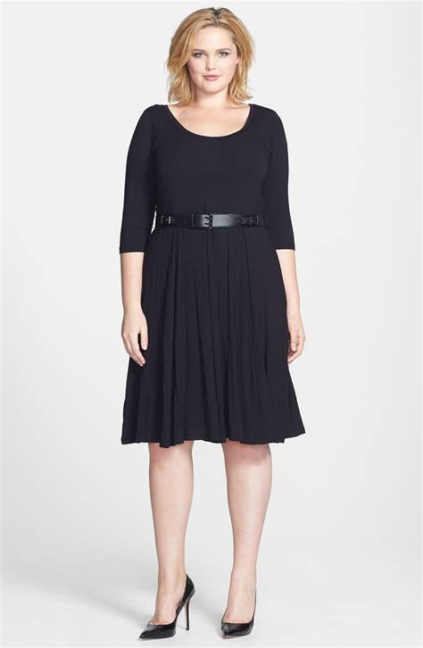 Calvin Klein Belted Jersey Fit And Flare Dress Plus Size Nordstrom